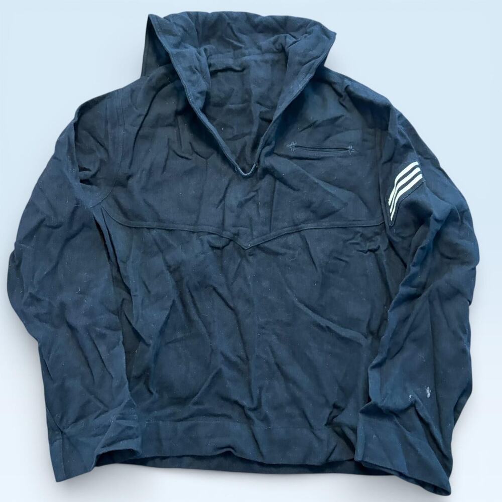 Vintage US Navy Sweater Mens 42 Blue Wool Sailor Jumper Dress Blue Uniform